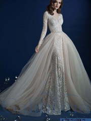 Свадебное платье Лаен 2. Силуэт А-силуэт, Рыбка. Цвет Айвори / Капучино. Вид 1