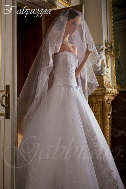 Свадебное платье Габриэлла. Силуэт А-силуэт. Цвет Белый / Молочный. Вид 1