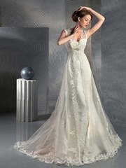 Свадебное платье Дана. Силуэт А-силуэт. Цвет Айвори / Капучино. Вид 1