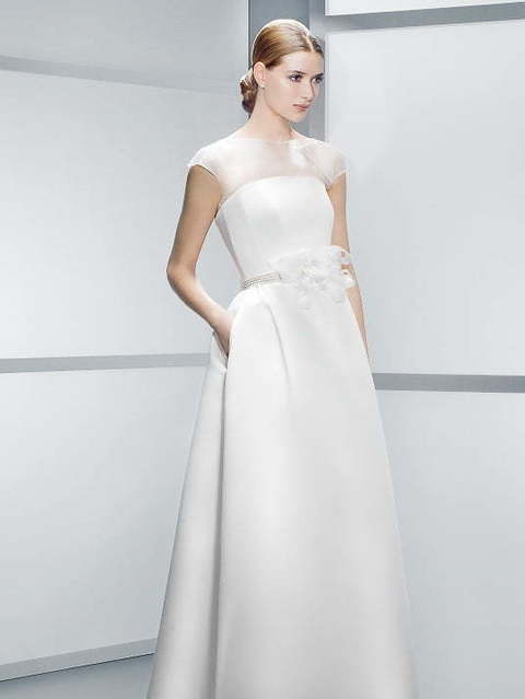 Свадебное платье 4031. Силуэт А-силуэт, Прямое. Цвет Белый / Молочный. Вид 1