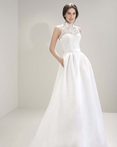 Свадебное платье 7035. Силуэт А-силуэт, Прямое. Цвет Белый / Молочный. Вид 1