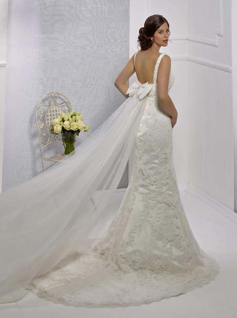 Свадебное платье 70371. Силуэт А-силуэт. Цвет Айвори / Капучино, Белый / Молочный. Вид 2