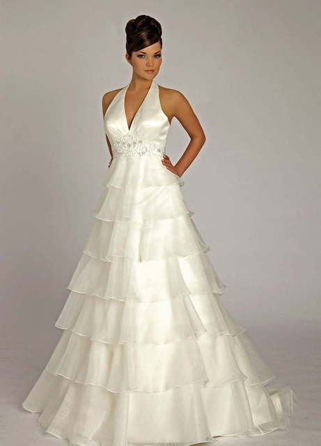 Свадебное платье 70055. Силуэт А-силуэт. Цвет Белый / Молочный, Айвори / Капучино. Вид 1