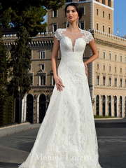 Свадебное платье Melania. Силуэт А-силуэт. Цвет Белый / Молочный. Вид 1