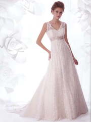 Свадебное платье Chaterine. Силуэт А-силуэт. Цвет оттенки Розового. Вид 1