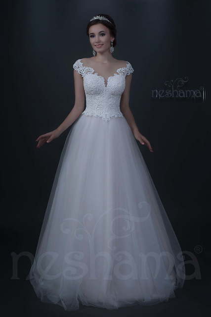 Свадебное платье 997 NS10. Силуэт А-силуэт, Прямое. Цвет Белый / Молочный. Вид 1