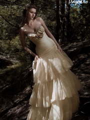 Свадебное платье Блеск Янтаря. Силуэт А-силуэт. Цвет Айвори / Капучино, Золото. Вид 1