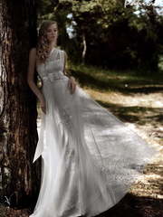 Свадебное платье Водопад. Силуэт А-силуэт, Рыбка. Цвет Белый / Молочный. Вид 1