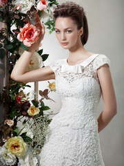 Свадебное платье Маргарита. Силуэт А-силуэт. Цвет Белый / Молочный. Вид 1