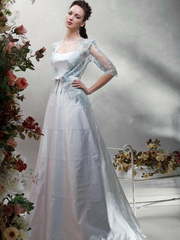 Свадебное платье Радуга. Силуэт А-силуэт. Цвет Белый / Молочный, Голубой / Синий. Вид 1