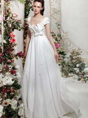 Свадебное платье Розовый Коктейль. Силуэт А-силуэт, Прямое. Цвет Белый / Молочный. Вид 1