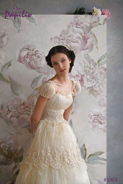 Свадебное платье Тефия/Сиринга. Силуэт А-силуэт. Цвет Айвори / Капучино. Вид 2