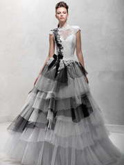 Свадебное платье Шериданс. Силуэт Пышное, А-силуэт. Цвет Белый / Молочный, Черный. Вид 1