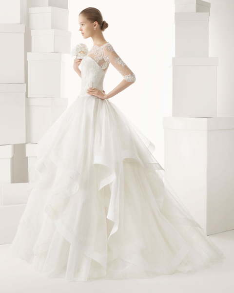 Свадебное платье Cazorla. Силуэт Пышное, А-силуэт. Цвет Белый / Молочный. Вид 2