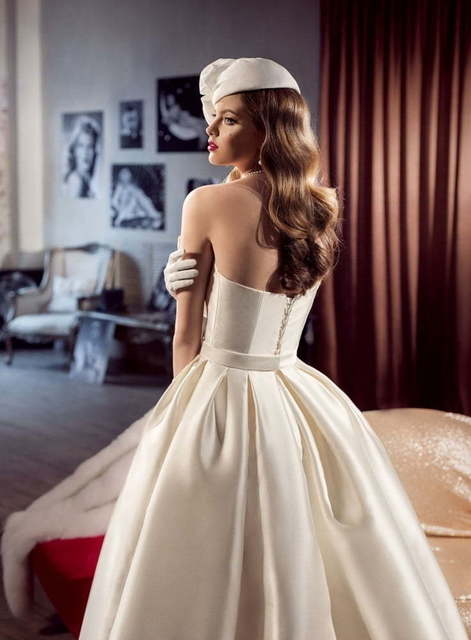 Свадебное платье Никала. Силуэт Пышное, А-силуэт. Цвет Айвори / Капучино. Вид 2