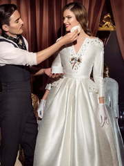 Свадебное платье Мэй. Силуэт А-силуэт. Цвет Белый / Молочный, Айвори / Капучино. Вид 1