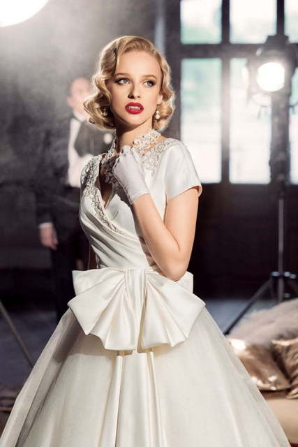 Свадебное платье Лювен. Силуэт А-силуэт. Цвет Айвори / Капучино, Белый / Молочный. Вид 2