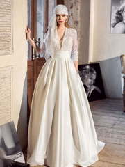 Свадебное платье Тейра. Силуэт А-силуэт. Цвет Белый / Молочный, Айвори / Капучино. Вид 1