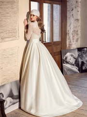 Свадебное платье Тейра. Силуэт А-силуэт. Цвет Белый / Молочный, Айвори / Капучино. Вид 2