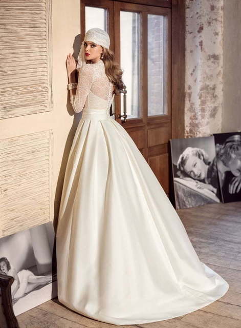 Свадебное платье Тейра. Силуэт А-силуэт. Цвет Айвори / Капучино, Белый / Молочный. Вид 2