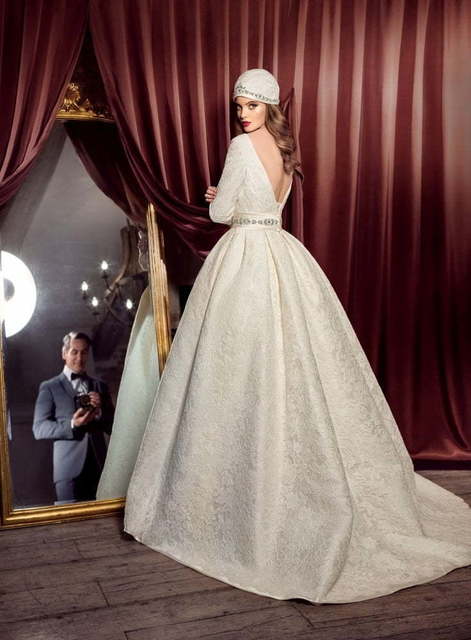 Свадебное платье Лаура. Силуэт А-силуэт. Цвет Айвори / Капучино. Вид 2