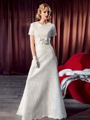 Свадебное платье Тофа. Силуэт А-силуэт, Прямое. Цвет Белый / Молочный. Вид 1