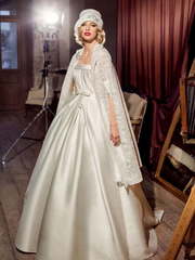 Свадебное платье Лирон. Силуэт Пышное, А-силуэт. Цвет Белый / Молочный, Айвори / Капучино. Вид 1