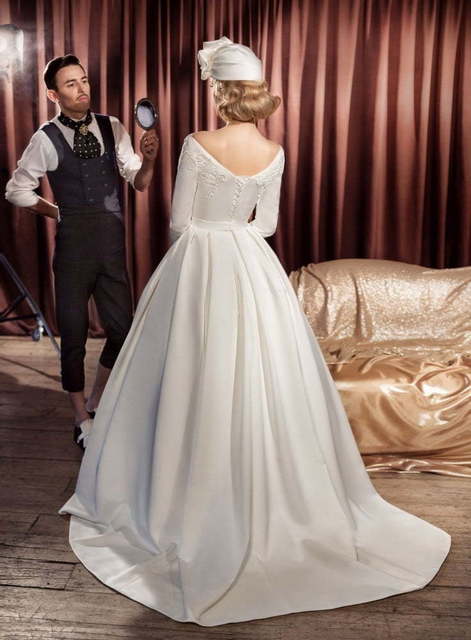 Свадебное платье Нельсон. Силуэт Пышное, А-силуэт. Цвет Белый / Молочный. Вид 2