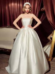 Свадебное платье Девора. Силуэт Пышное, А-силуэт. Цвет Айвори / Капучино. Вид 1