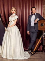 Свадебное платье Кирстон. Силуэт Пышное, А-силуэт. Цвет Айвори / Капучино. Вид 1