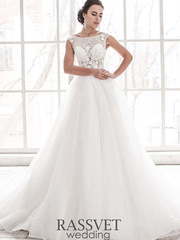 Свадебное платье  Эммануэль. Силуэт А-силуэт. Цвет Белый / Молочный. Вид 1