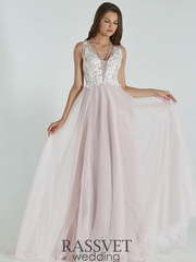 Свадебное платье Рамира. Силуэт А-силуэт, Прямое. Цвет оттенки Розового. Вид 1