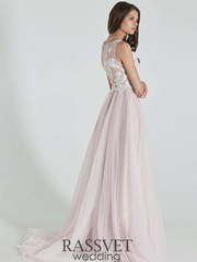 Свадебное платье Рамира. Силуэт А-силуэт, Прямое. Цвет оттенки Розового. Вид 2