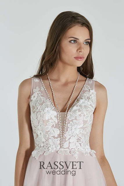 Свадебное платье Рамира. Силуэт А-силуэт, Прямое. Цвет оттенки Розового. Вид 5