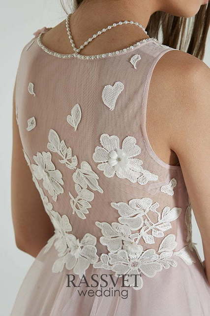 Свадебное платье Рамира. Силуэт А-силуэт, Прямое. Цвет оттенки Розового. Вид 7