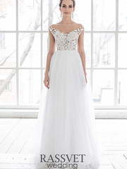 Свадебное платье Сонат. Силуэт А-силуэт, Прямое. Цвет Белый / Молочный. Вид 1