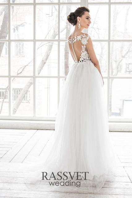 Свадебное платье Сонат. Силуэт А-силуэт, Прямое. Цвет Белый / Молочный. Вид 2