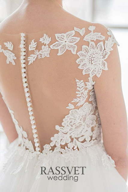 Свадебное платье Сонат. Силуэт А-силуэт, Прямое. Цвет Белый / Молочный. Вид 4