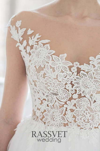 Свадебное платье Сонат. Силуэт А-силуэт, Прямое. Цвет Белый / Молочный. Вид 6