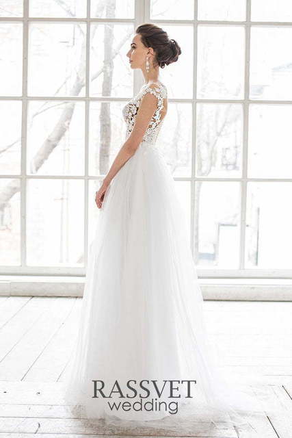 Свадебное платье Сонат. Силуэт А-силуэт, Прямое. Цвет Белый / Молочный. Вид 7