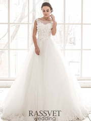 Свадебное платье Розетта. Силуэт Пышное, А-силуэт. Цвет Белый / Молочный. Вид 1