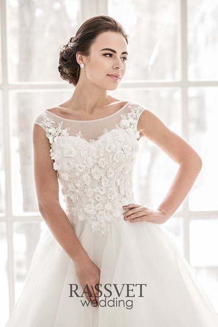 Свадебное платье Розетта. Силуэт Пышное, А-силуэт. Цвет Белый / Молочный. Вид 3