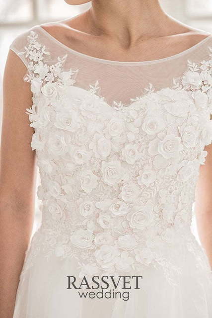 Свадебное платье Розетта. Силуэт Пышное, А-силуэт. Цвет Белый / Молочный. Вид 4