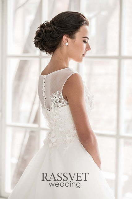 Свадебное платье Розетта. Силуэт Пышное, А-силуэт. Цвет Белый / Молочный. Вид 7