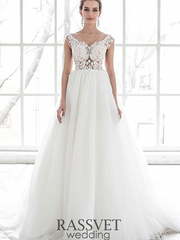 Свадебное платье Анри. Силуэт А-силуэт. Цвет Белый / Молочный. Вид 1