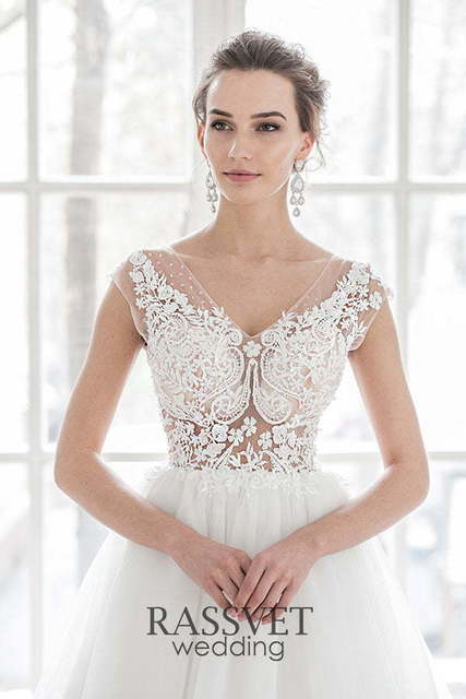 Свадебное платье Анри. Силуэт А-силуэт. Цвет Белый / Молочный. Вид 3