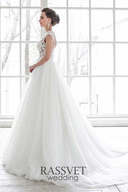 Свадебное платье Анри. Силуэт А-силуэт. Цвет Белый / Молочный. Вид 4