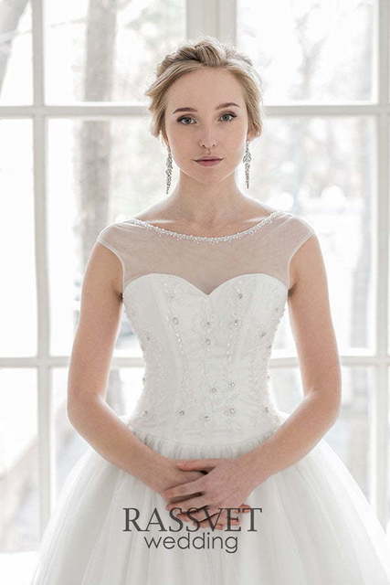 Свадебное платье Амалия. Силуэт Пышное, А-силуэт. Цвет Белый / Молочный. Вид 3