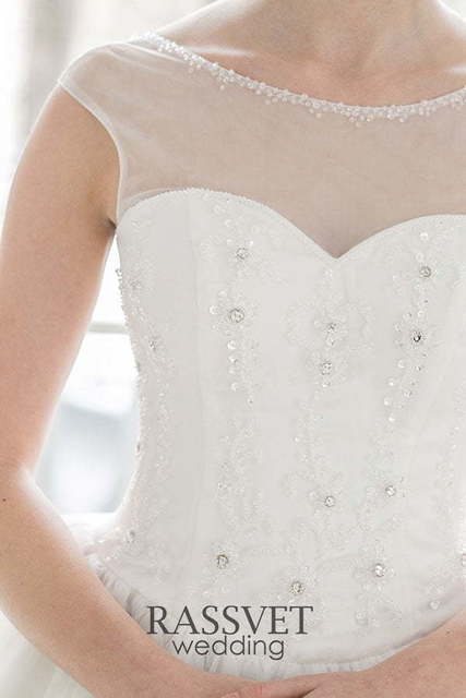 Свадебное платье Амалия. Силуэт Пышное, А-силуэт. Цвет Белый / Молочный. Вид 4