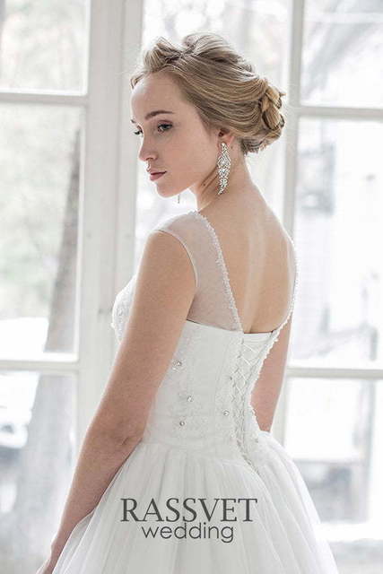 Свадебное платье Амалия. Силуэт Пышное, А-силуэт. Цвет Белый / Молочный. Вид 6